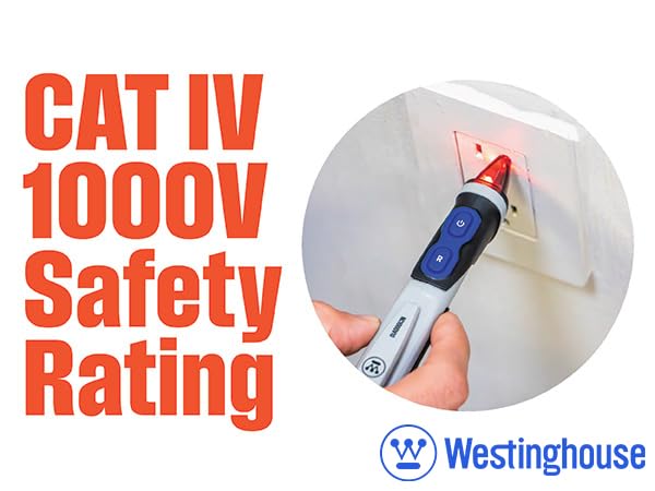 Westinghouse voltage detector LED alert and audible signal indicate live voltage safely.