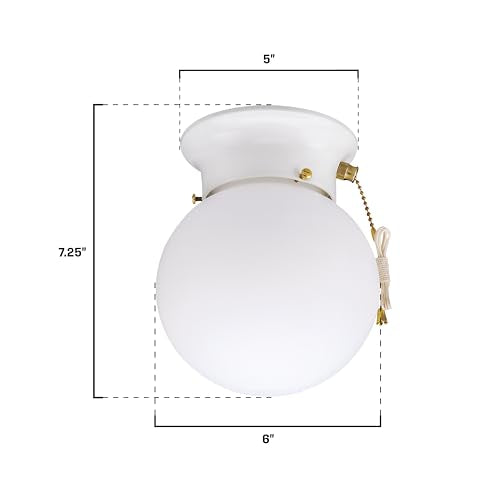 Westinghouse pull-chain flush-mount light for easy access in hallways or bedrooms.