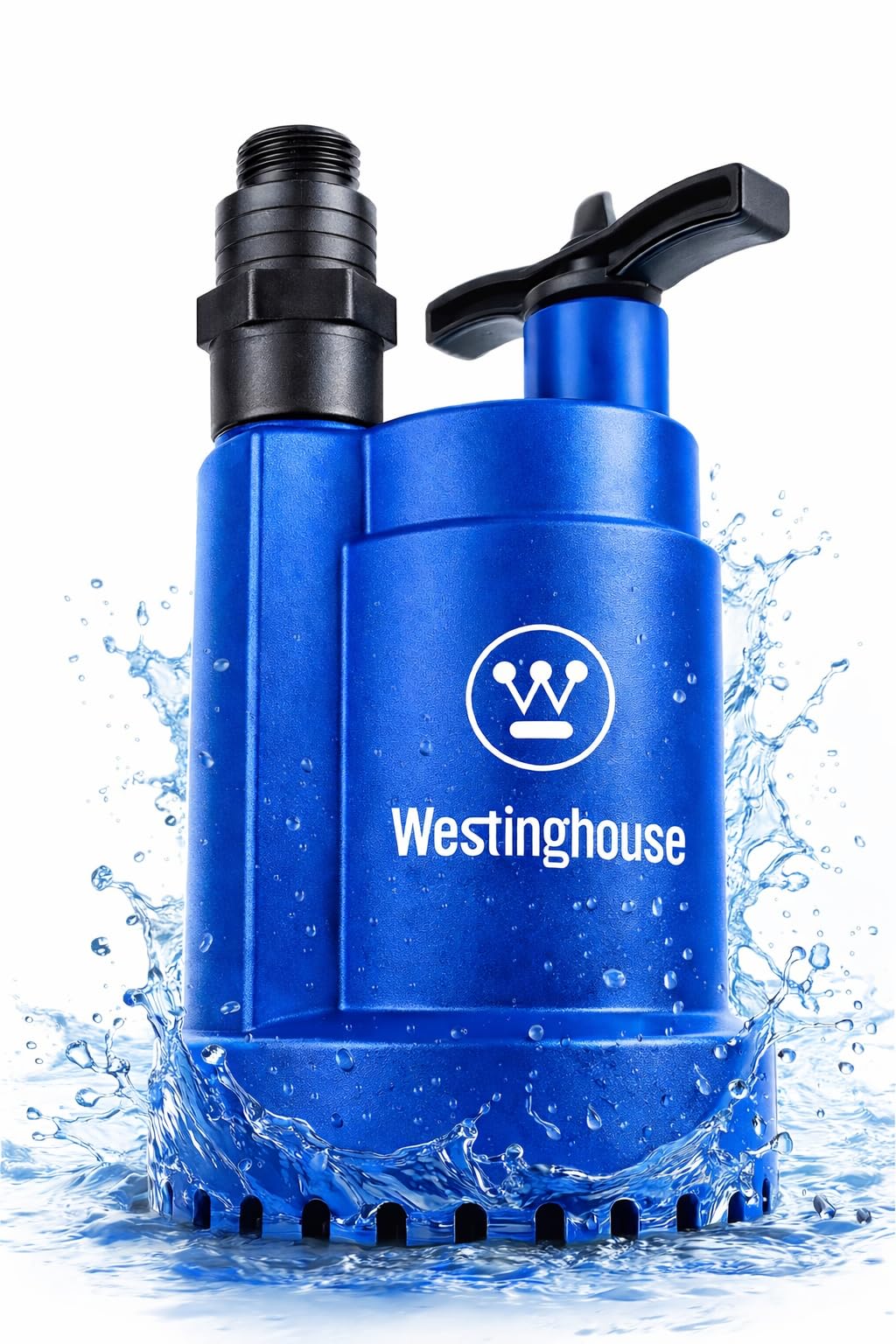 Westinghouse submersible sump pump front view for basement water removal.