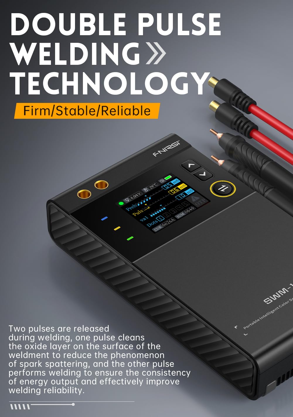 WESTOBiG FNRSI spot welder with digital color screen displaying status and settings at a glance.