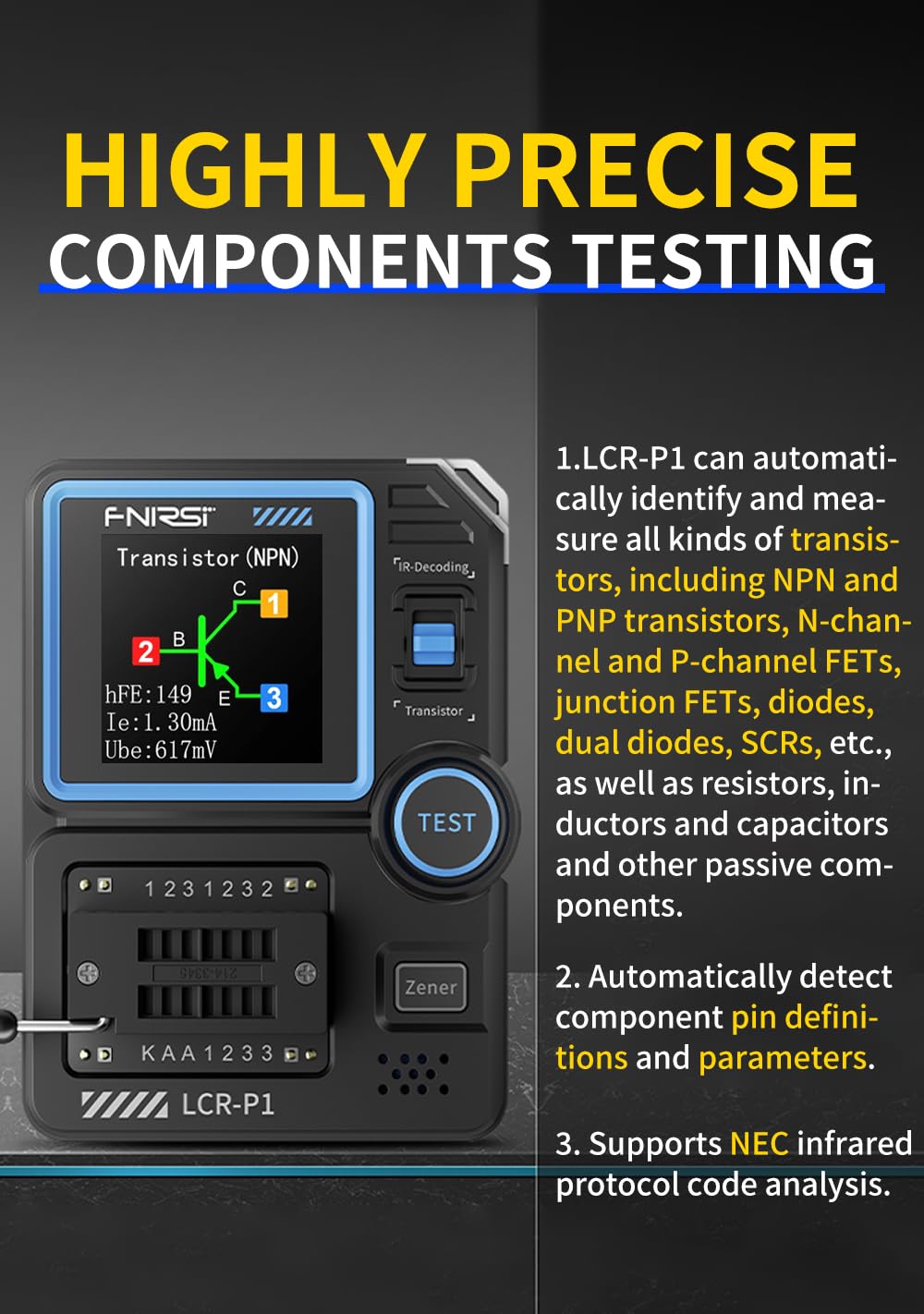 WESTOBiG FNRSI LCR-P1 battery compartment supports portable testing anywhere