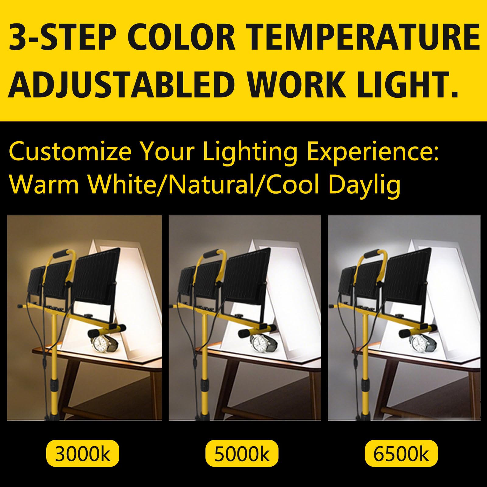 Wetartatty 3000K 5000K 6500K color temps for precise task lighting