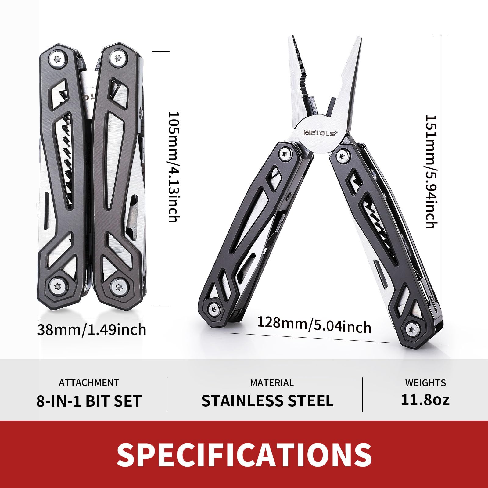 Wetols multitool with pouch supports easy organization on trips.