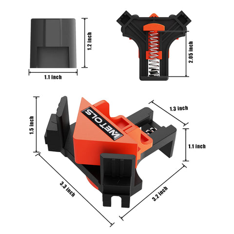 WETOLS adjustable corner clamp fits 3/16 to 3/4 inch boards.