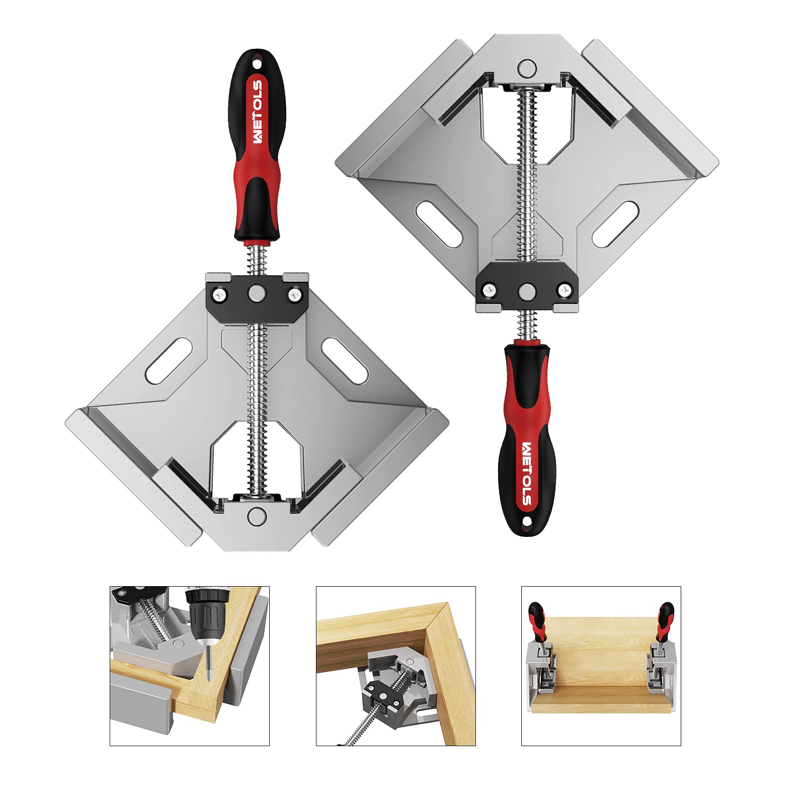 WETOLS corner clamp 90-degree right angle in use for precise joins