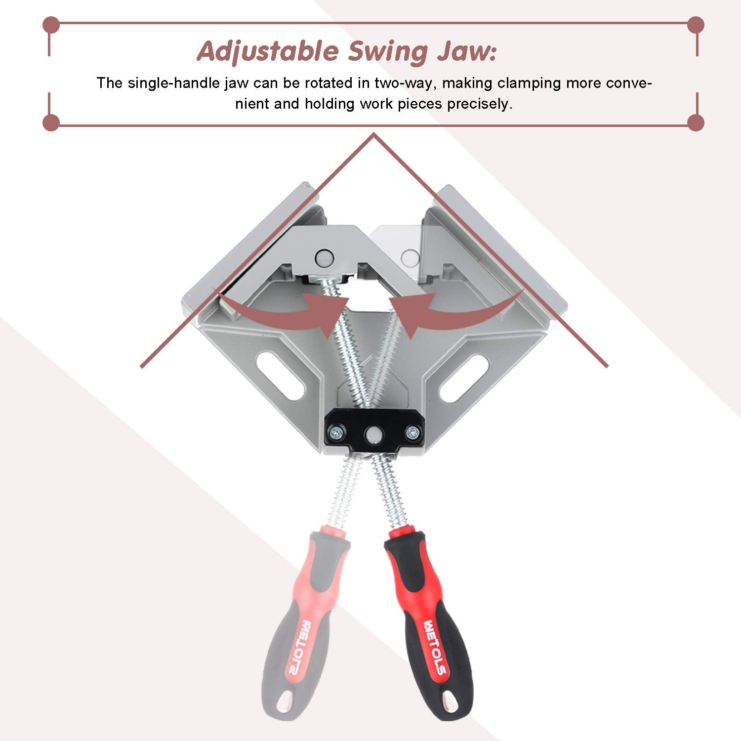 WETOLS clamp with anti-skid rubber handle supports steady woodworking tasks.