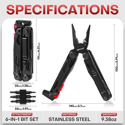 WETOLS multitool wire cutters and blades in rugged finish.