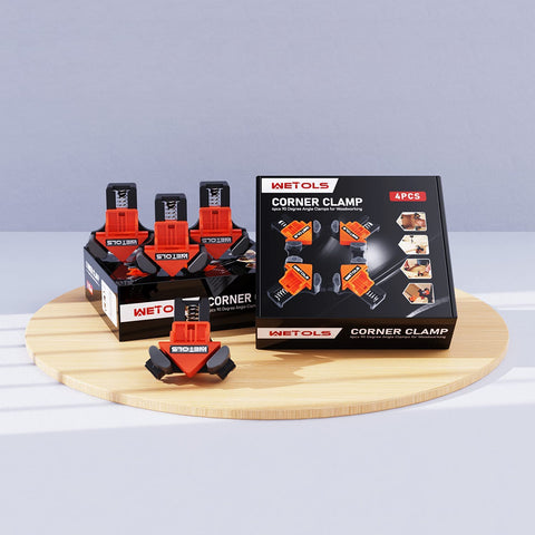 WETOLS four-piece woodworking clamp set for accurate framing.