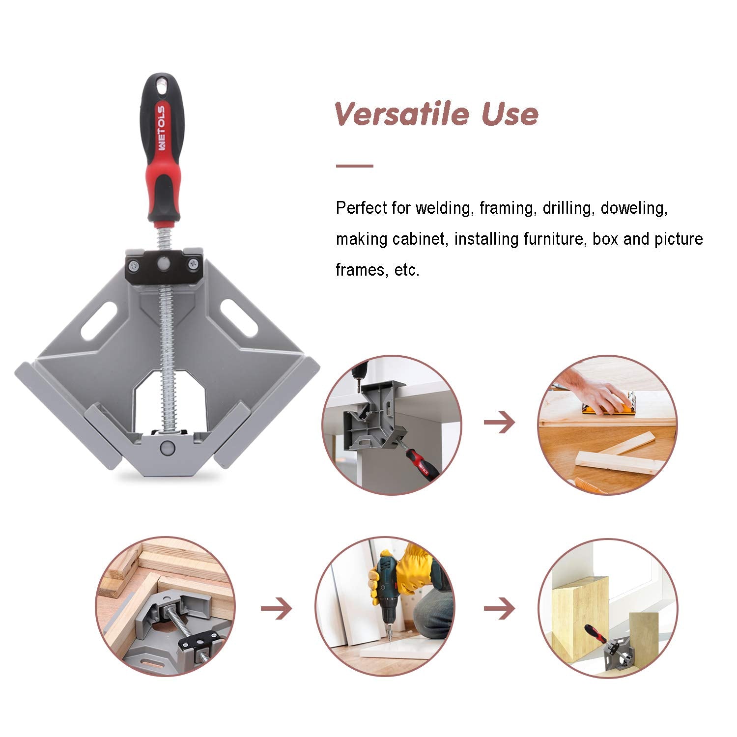 WETOLS 70mm clamping range enables secure connections of varied materials.