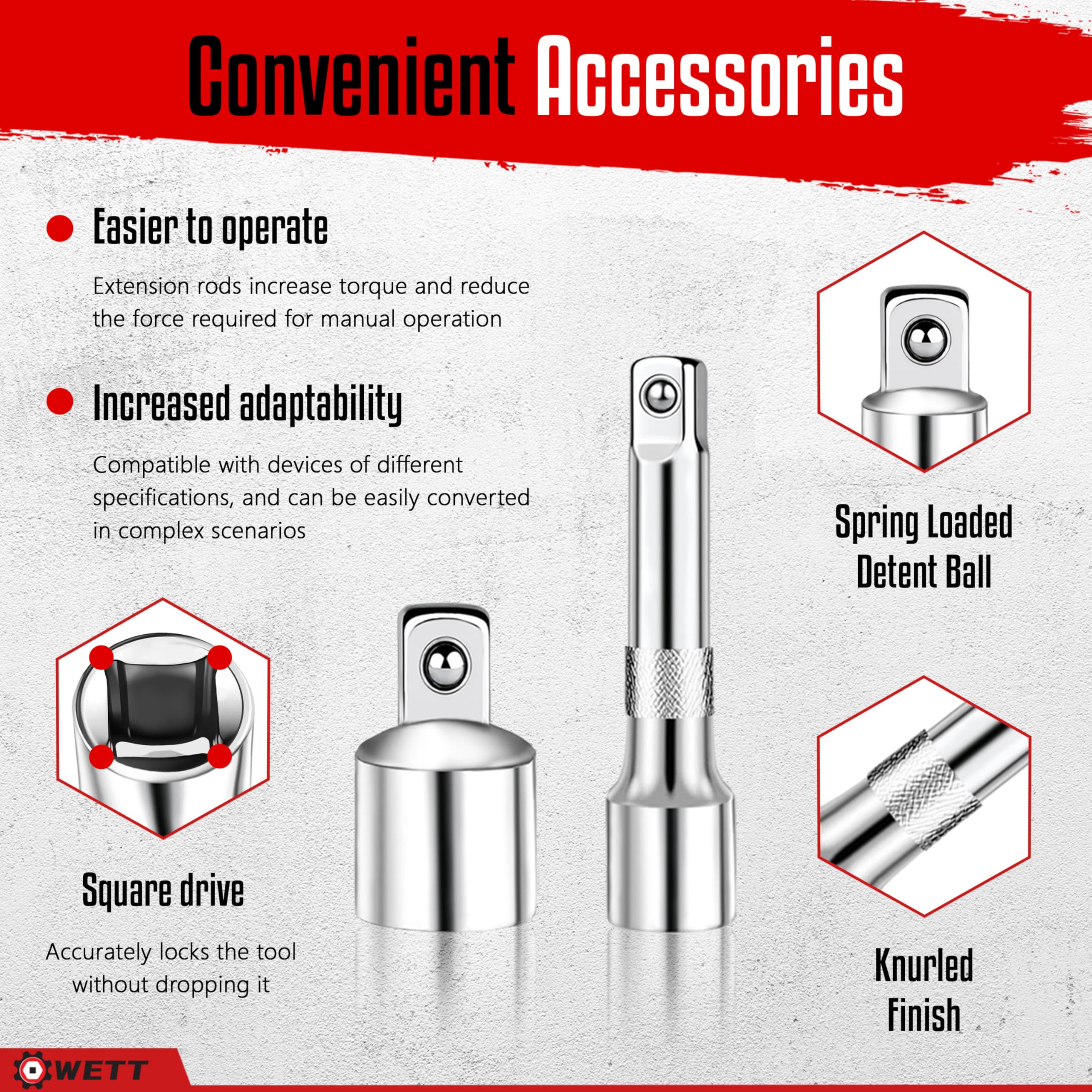 WETT 10-inch breaker bar offering extended reach for stubborn bolts