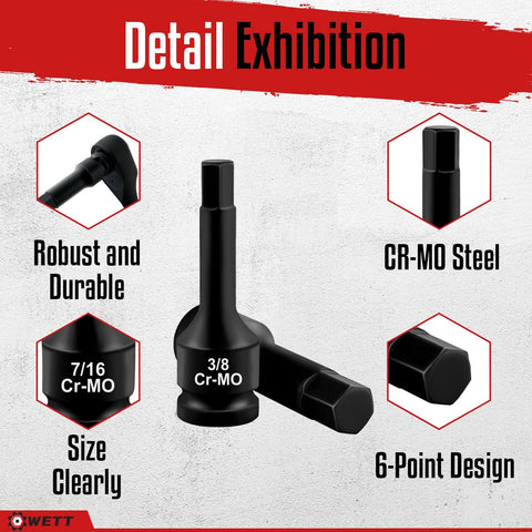 Chrome molybdenum steel hex sockets for durability