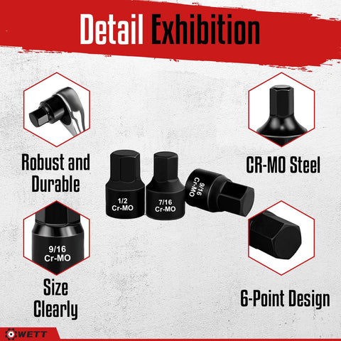 WETT chrome molybdenum steel with black phosphate finish resists rust in shop use.