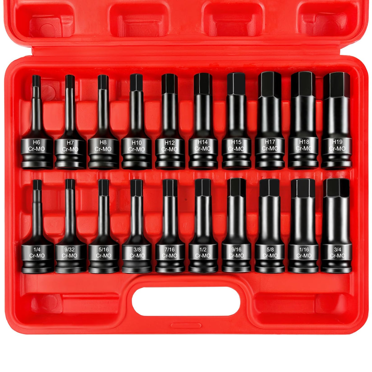 WETT 1/2-drive master hex bit set in rugged case