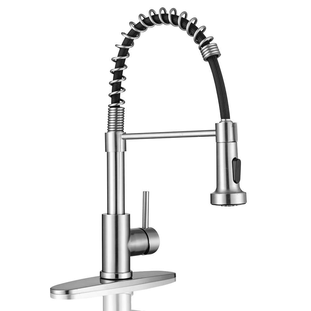 WEWE brushed nickel open spout kitchen faucet for under-cabinet use