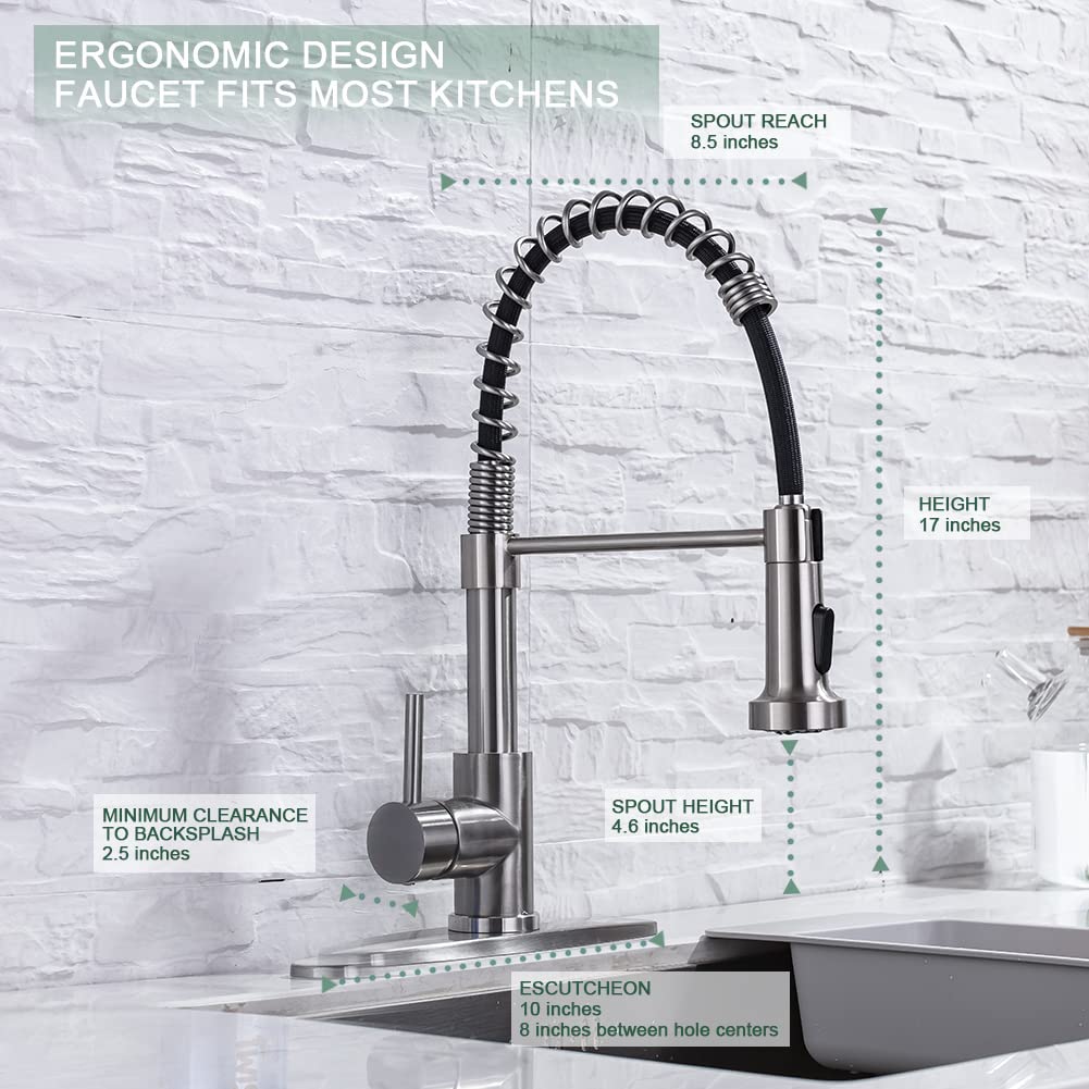 WEWE pull-down sprayer kitchen faucet provides easy rinsing with aerated spray