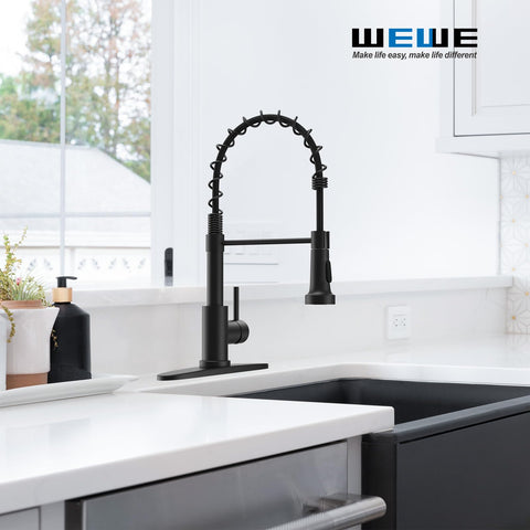 WEWE pull-down sprayer faucet in action for flexible cleaning tasks