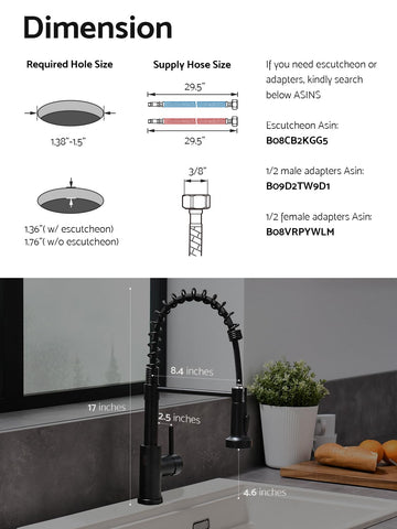 WEWE matte black faucet installed easily on 1- or 3-hole sinks