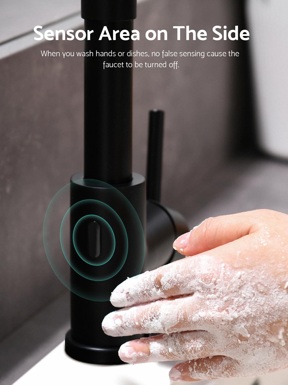 WEWE matte black faucet pull-down sprayer with extended reach