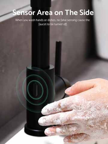 WEWE matte black faucet pull-down sprayer with extended reach