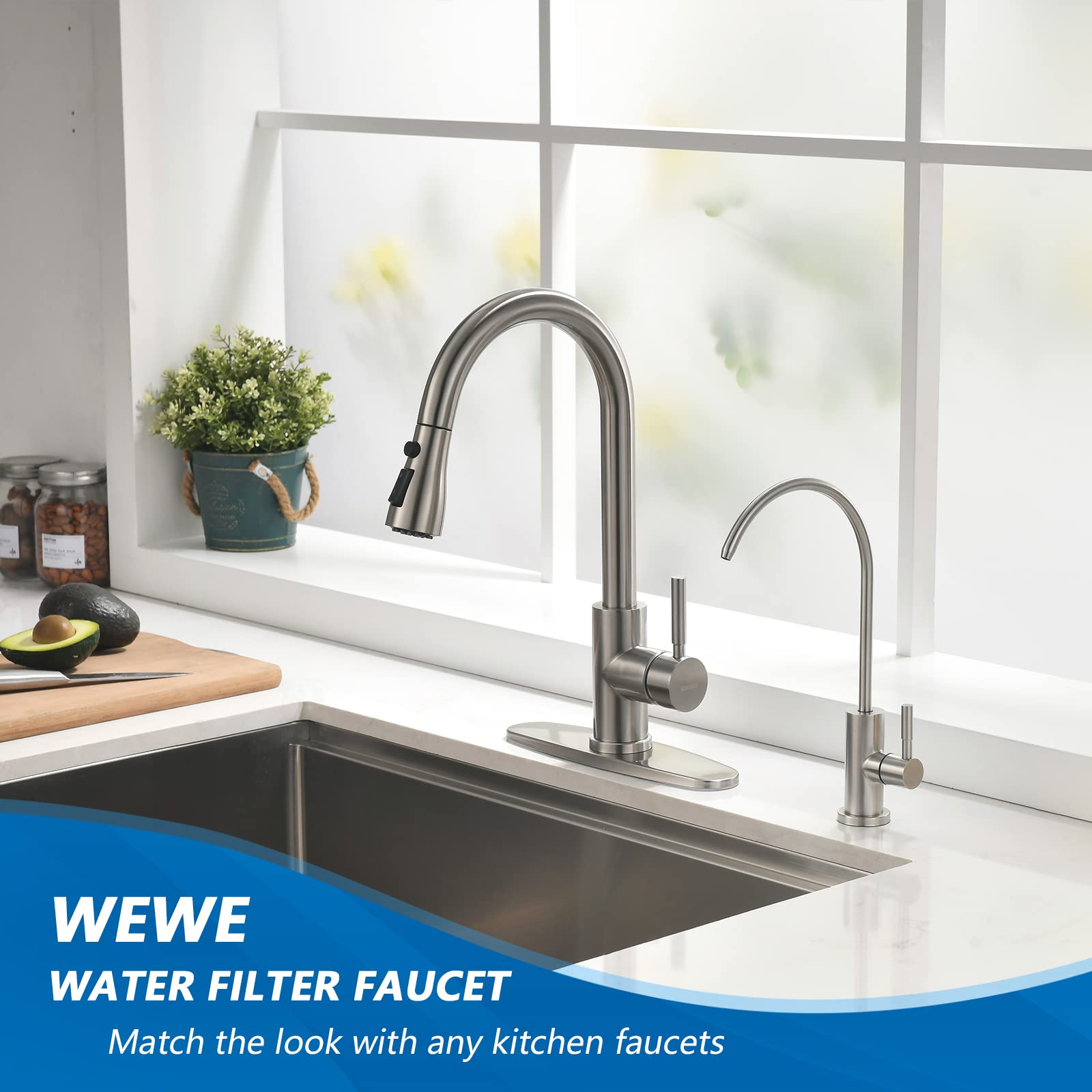 WEWE RO faucet under-sink installation with simple connectors