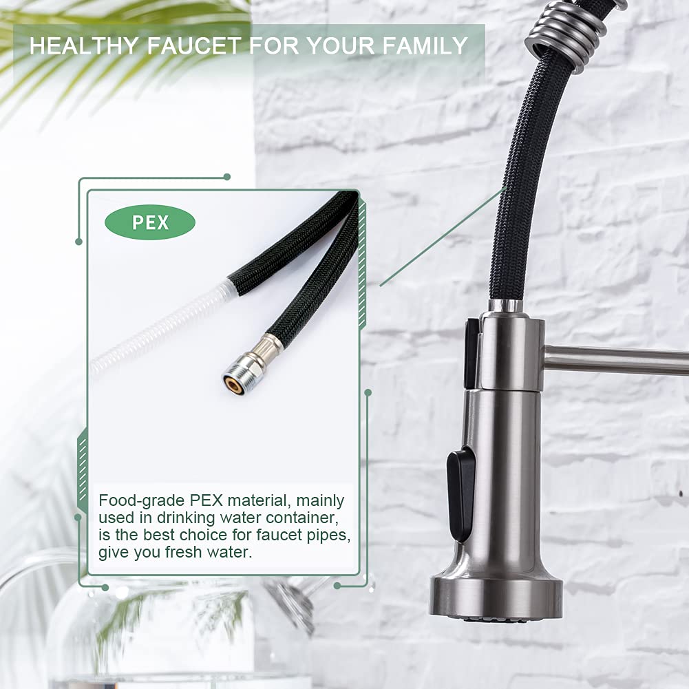 WEWE single-handle brushed nickel faucet minimizes backsplash clearance