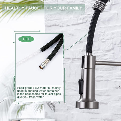 WEWE single-handle brushed nickel faucet minimizes backsplash clearance