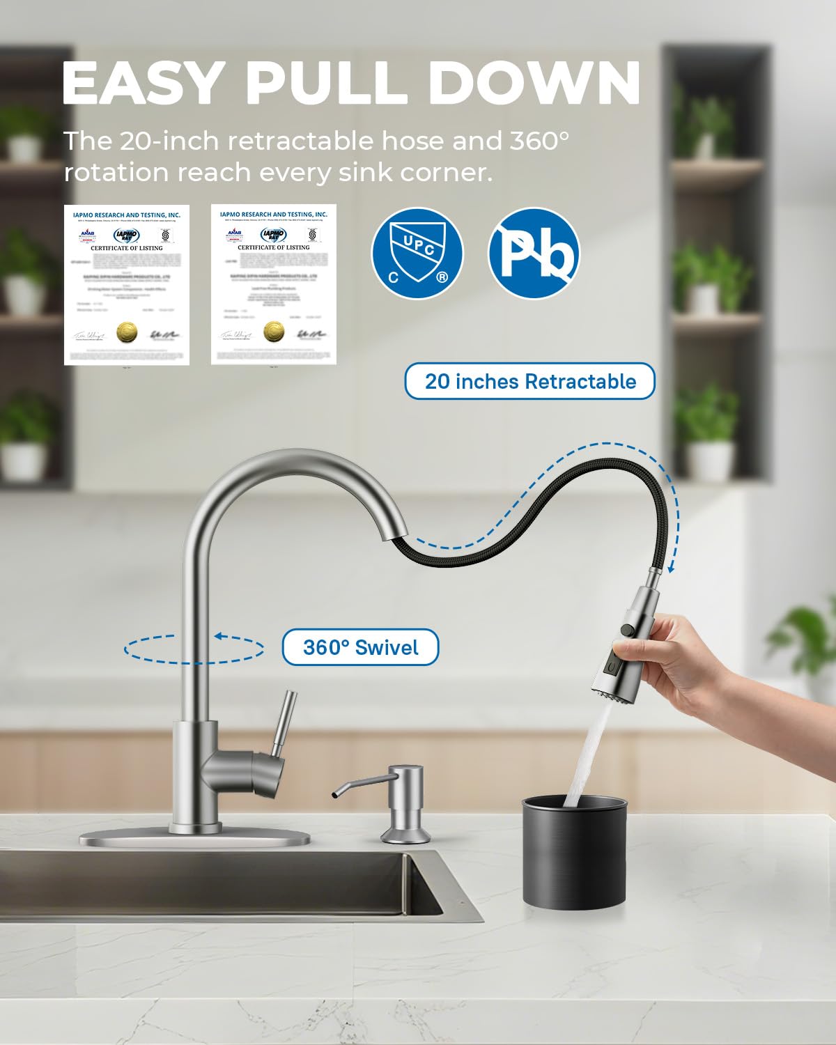 WEWE SUS304 stainless steel construction resists rust for lasting kitchen performance.