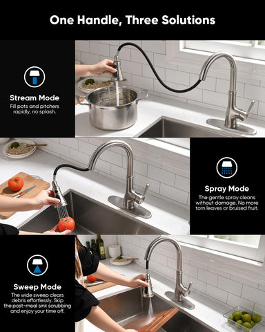 WEWE vintage faucet includes a 20-inch hose for flexible reach.