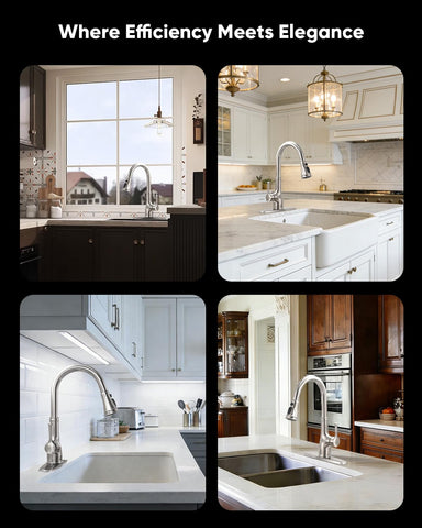 WEWE vintage faucet provides ample clearance for filling pots and pans.