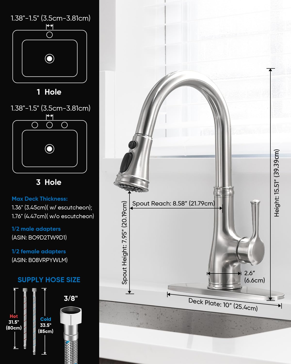 WEWE vintage faucet uses SUS304 construction for long-lasting durability.