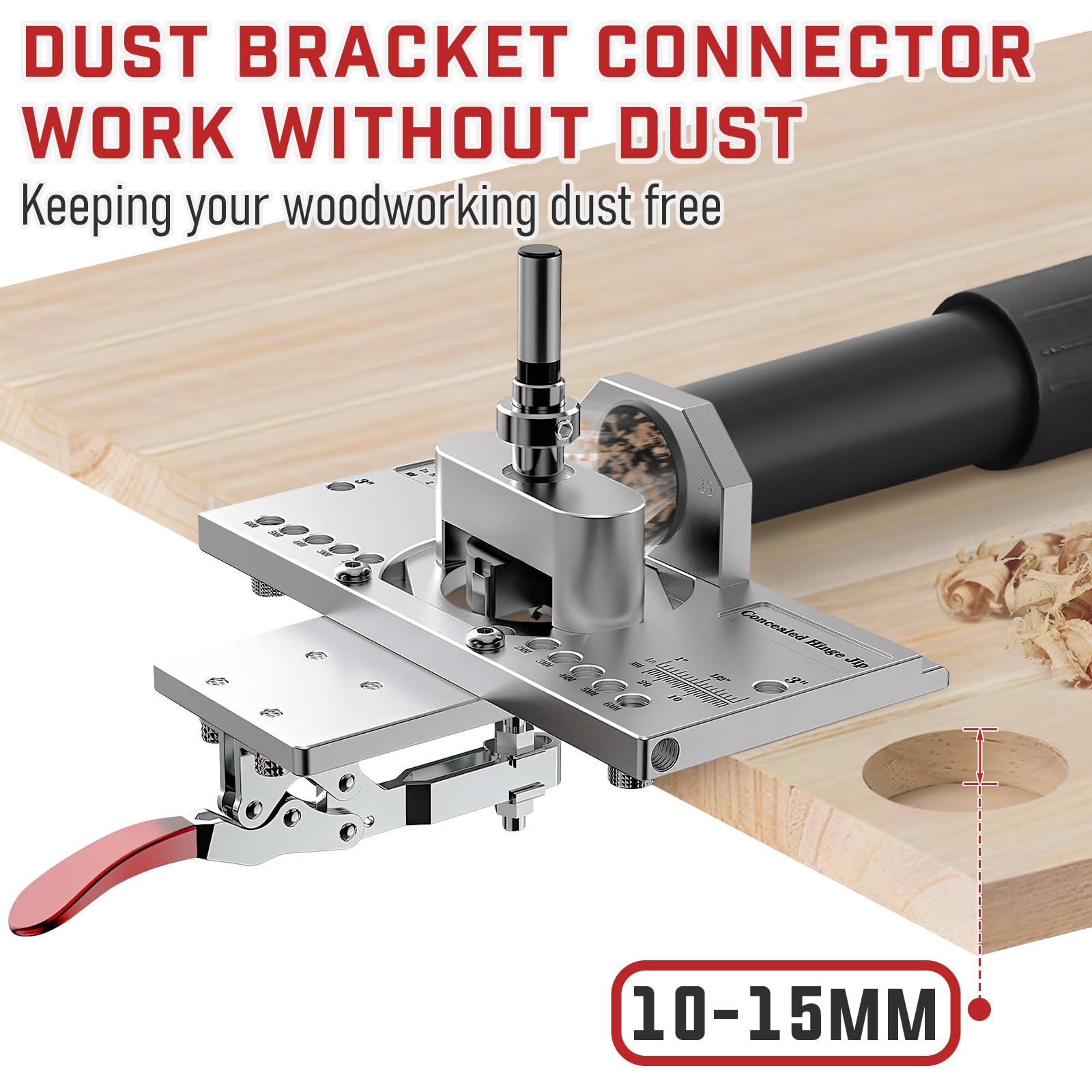 WEWEAL Dust Vacuum Adapter keeps workspace clean during hinge installation