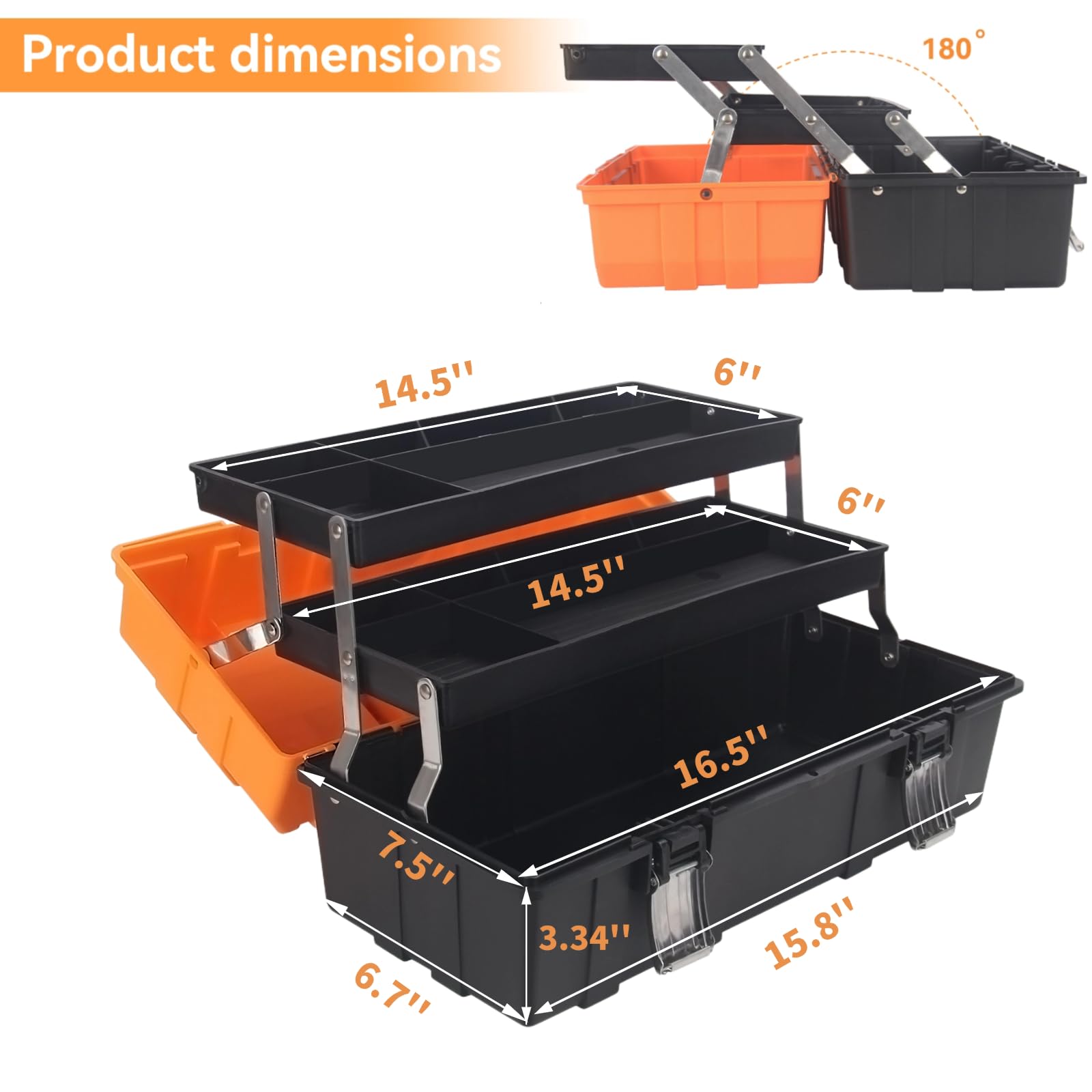 WEWLINE 3-layer tool box opened top displays organized compartments