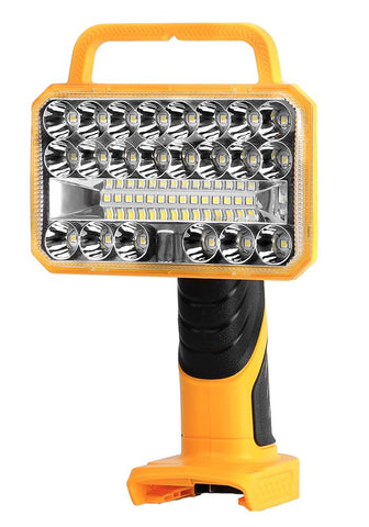 Wexibryndl LED work light showing DeWalt 20V compatibility for on‑site use.