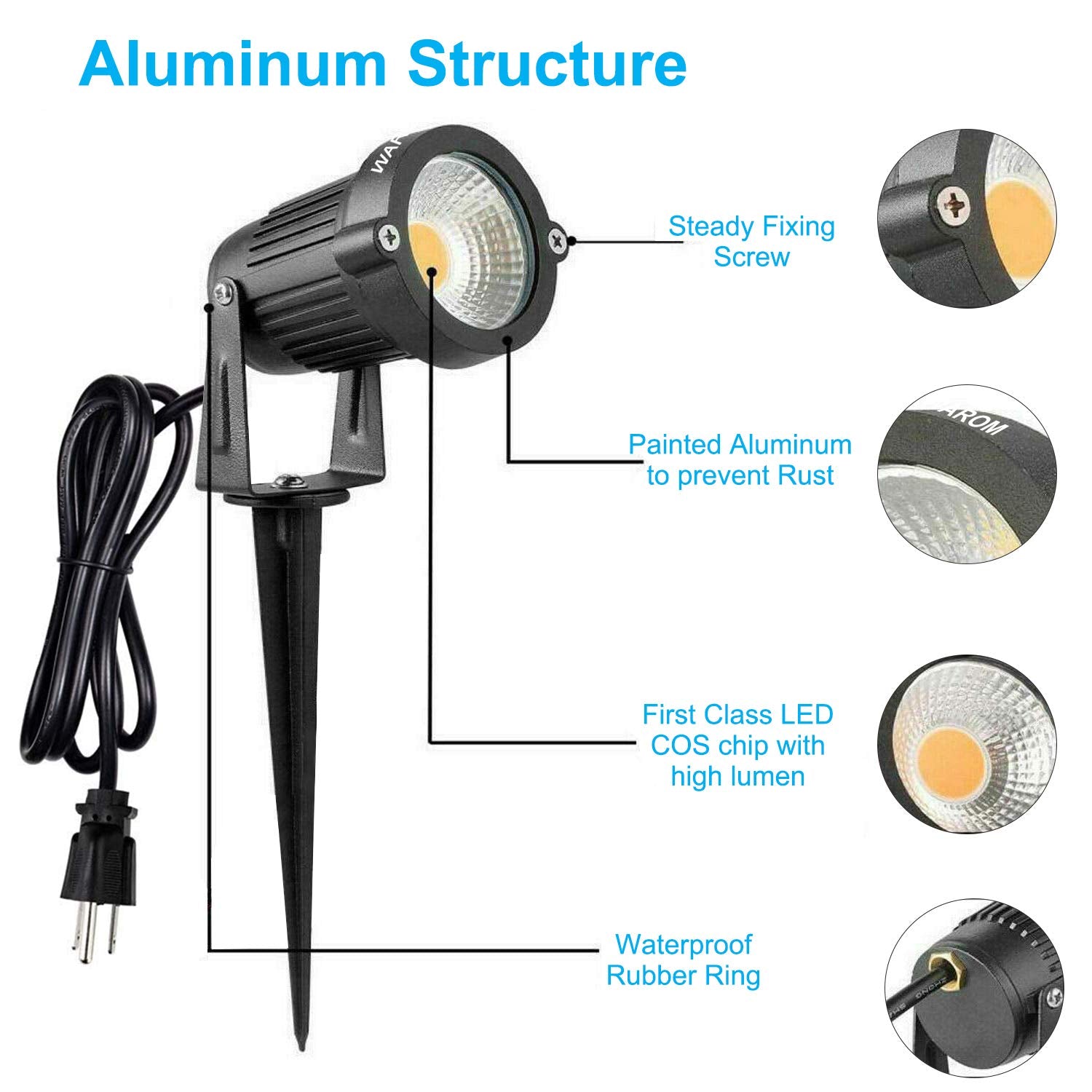 WEYANG landscape outdoor spotlight featuring rotating bracket for flexible aiming