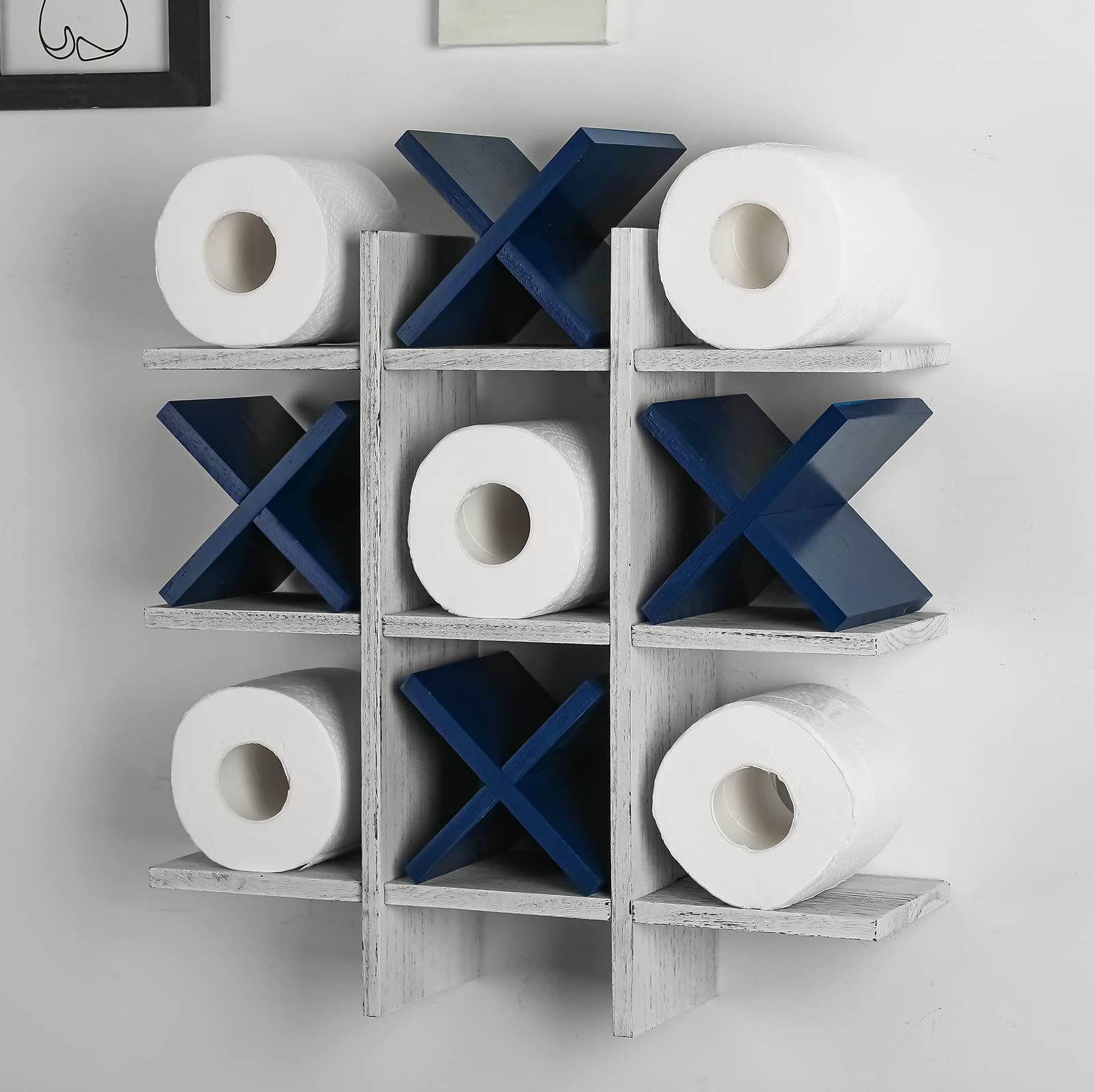 Weysat tic tac toe toilet paper holder in wood adds stylish bathroom storage
