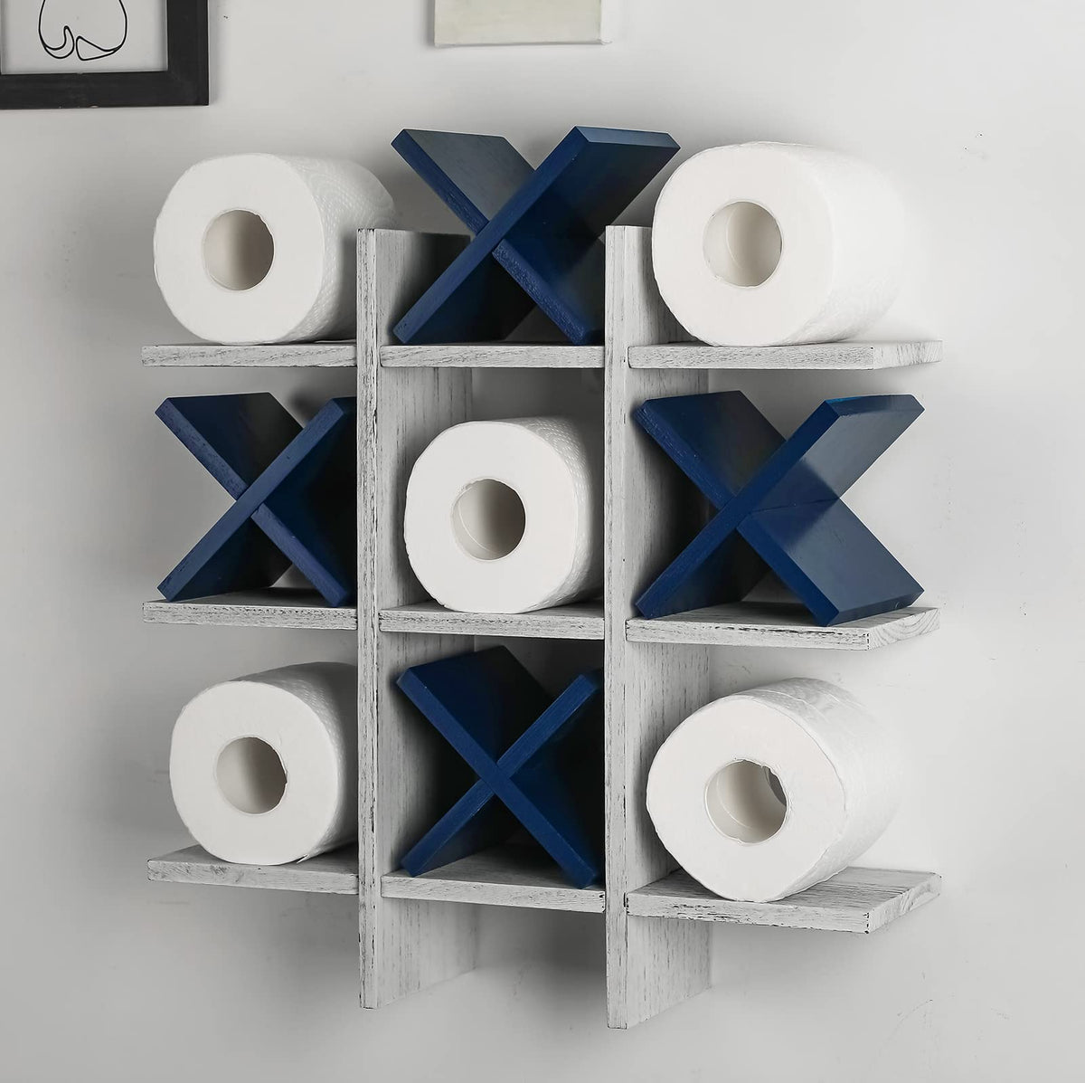 Weysat tic tac toe toilet paper holder in wood adds stylish bathroom storage