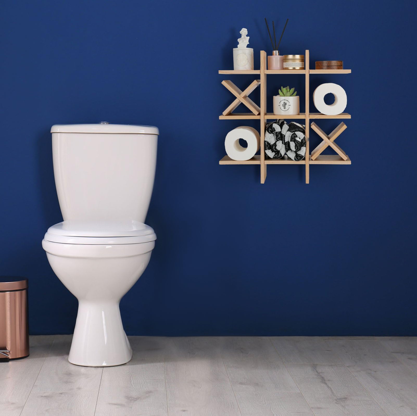 Weysat wall-mounted storage keeps tissues within easy reach near the toilet