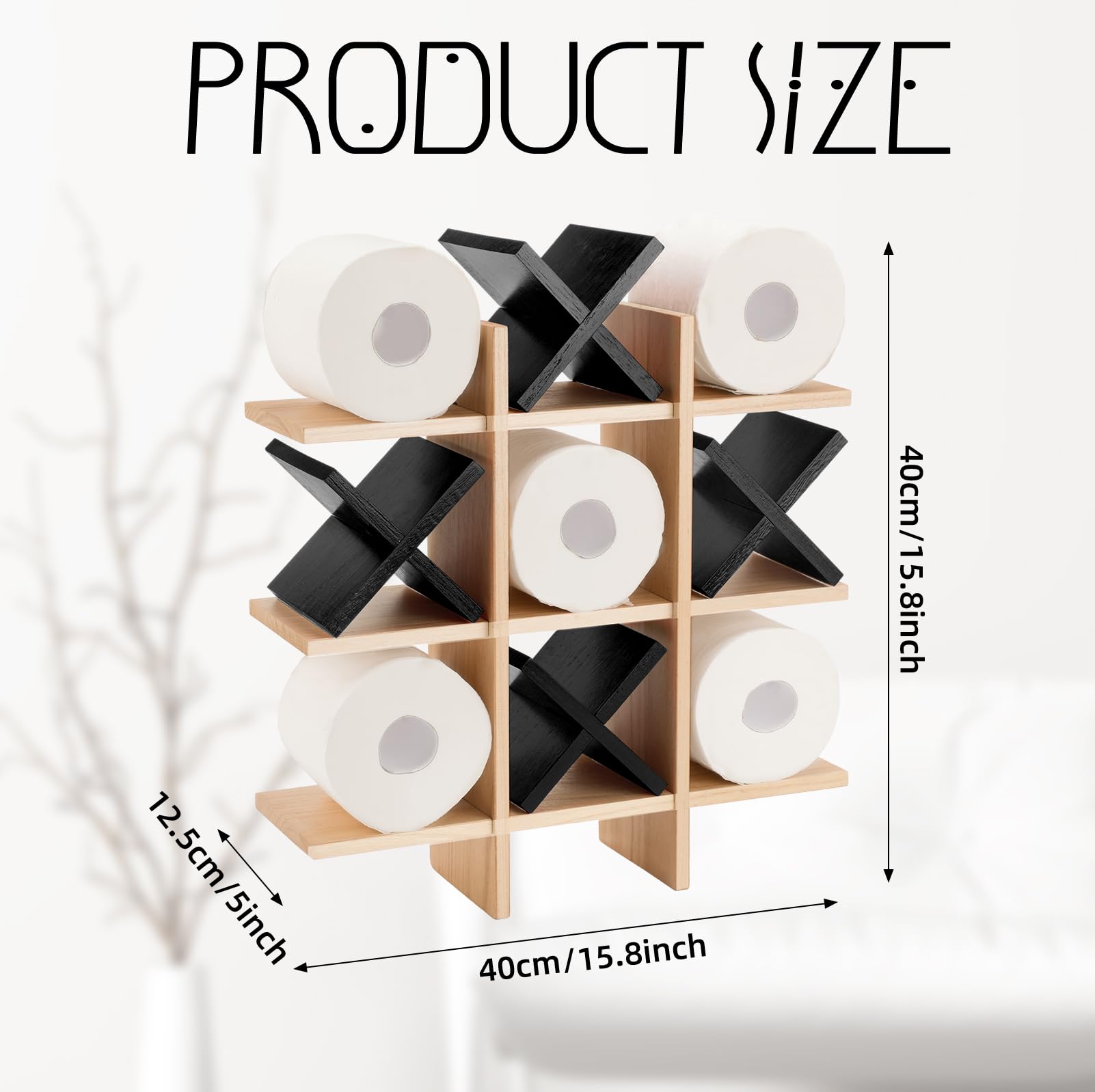 Weysat wooden bathroom decor with tic tac toe grid for organized tissues