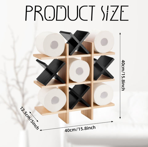 Weysat wooden bathroom decor with tic tac toe grid for organized tissues