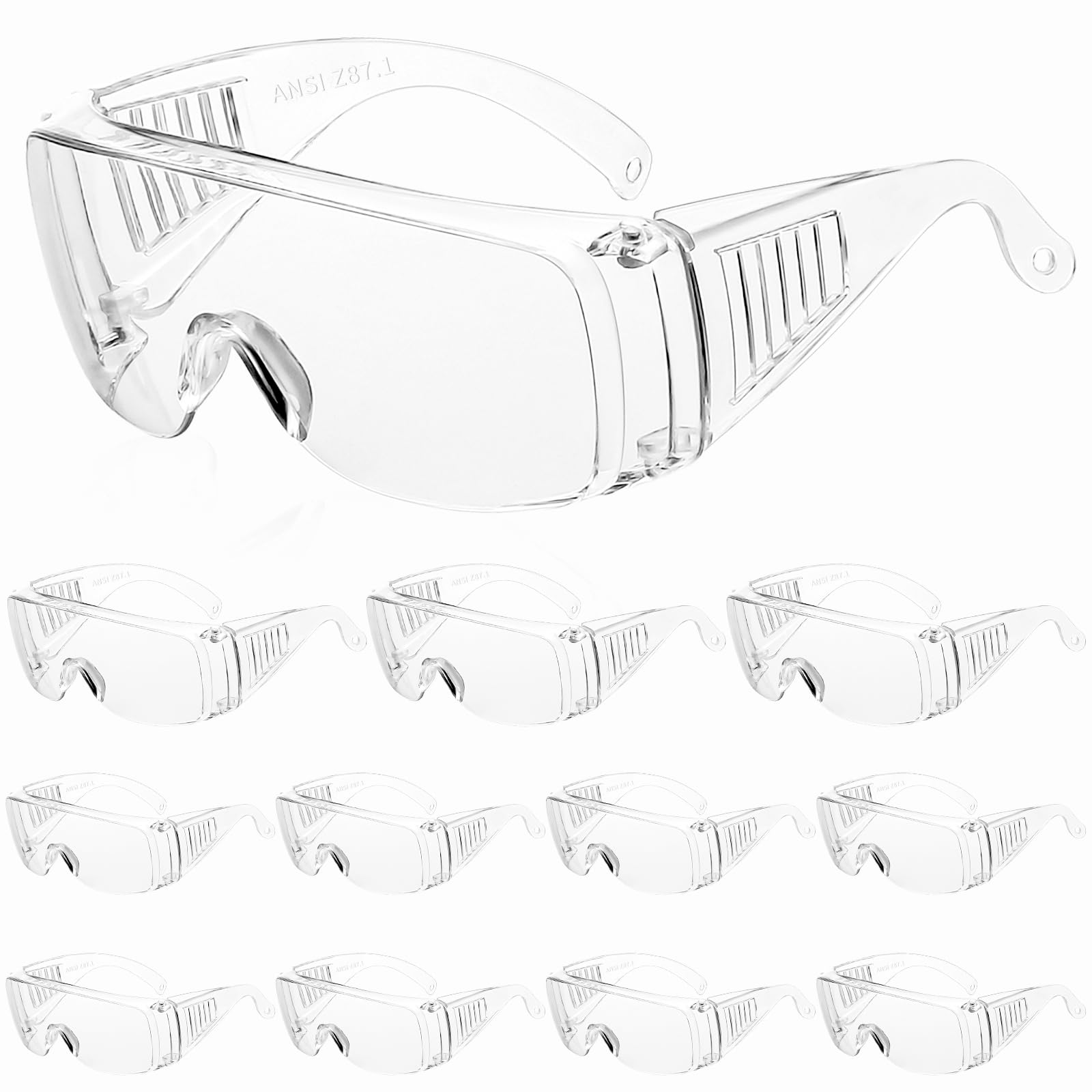 WFEANG clear safety glasses bulk 12-pack for daily protection