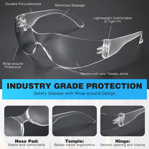 WFEANG eye protection uses PC material to guard against debris.