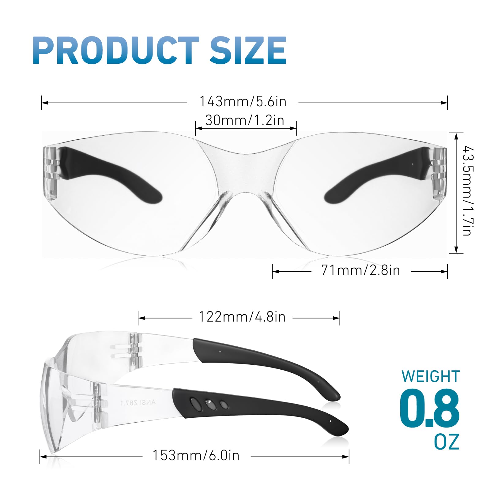 WFEANG safety glasses with ANSI Z87.1 compliance for reliable eye protection.