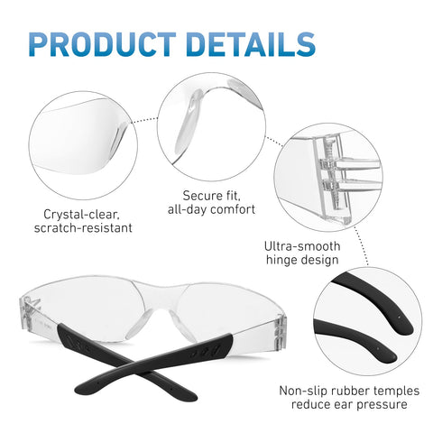 WFEANG impact-resistant polycarbonate lenses guard against debris.