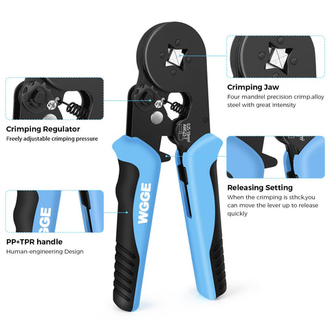 WGGE ferrule crimping tool kit ergonomic handles reduce fatigue during long sessions