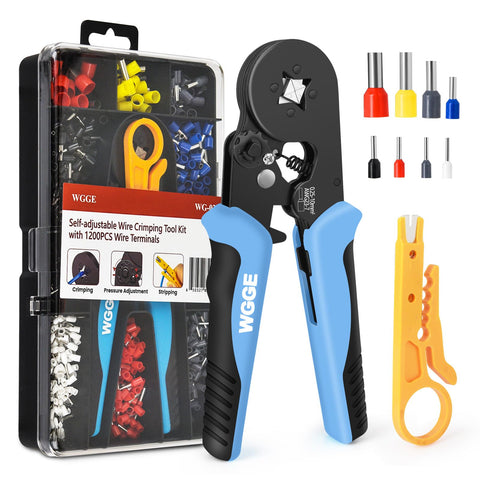 WGGE ferrule crimping tool kit overview showing the complete professional wiring set