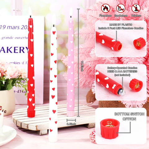 Whaline pink heart LED taper candle for intimate anniversary centerpiece