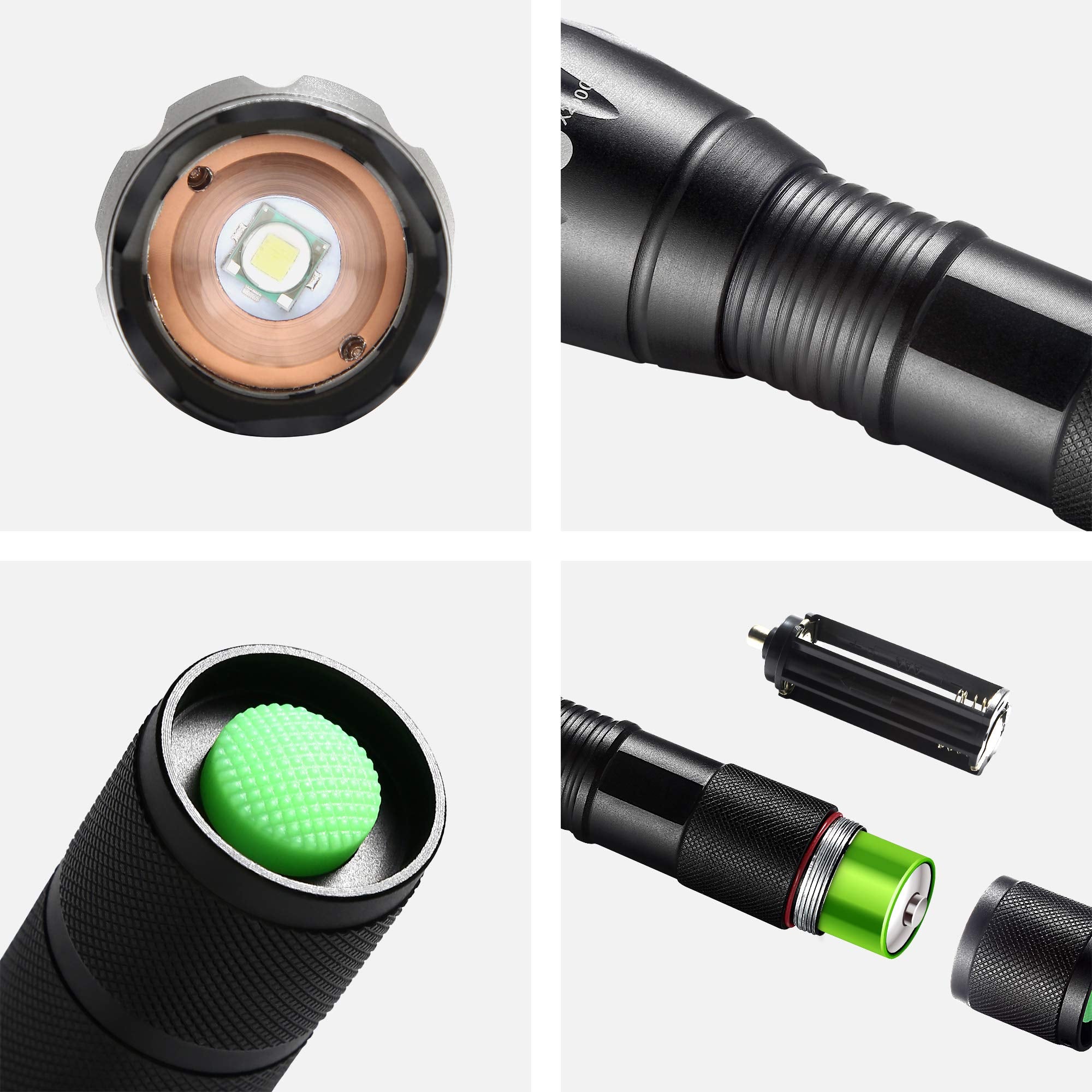 Whaply LED Flashlight with 5 modes panel highlights emergency signaling options.
