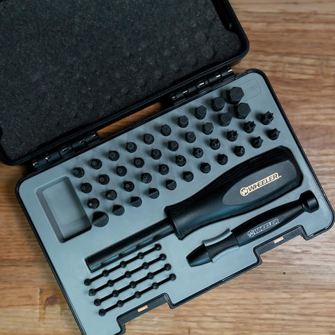 Wheeler one-fourth-inch driver handle provides versatile grip and control.
