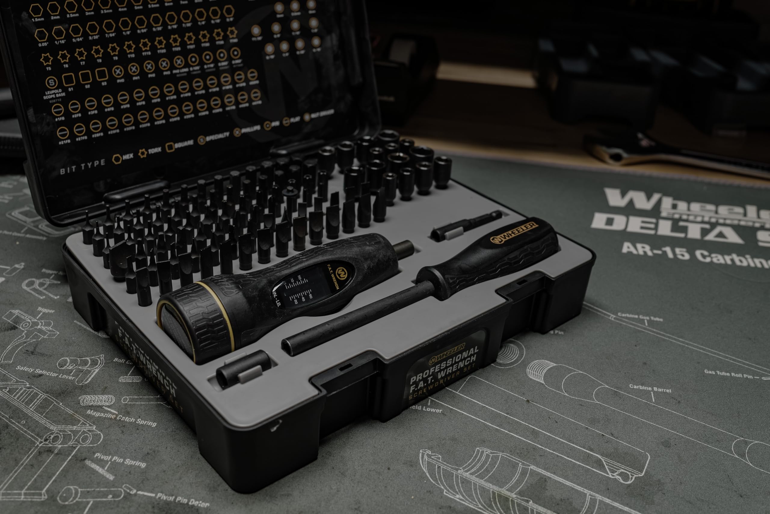 Wheeler S2 tool steel bits array highlights durable, rust-resistant components.