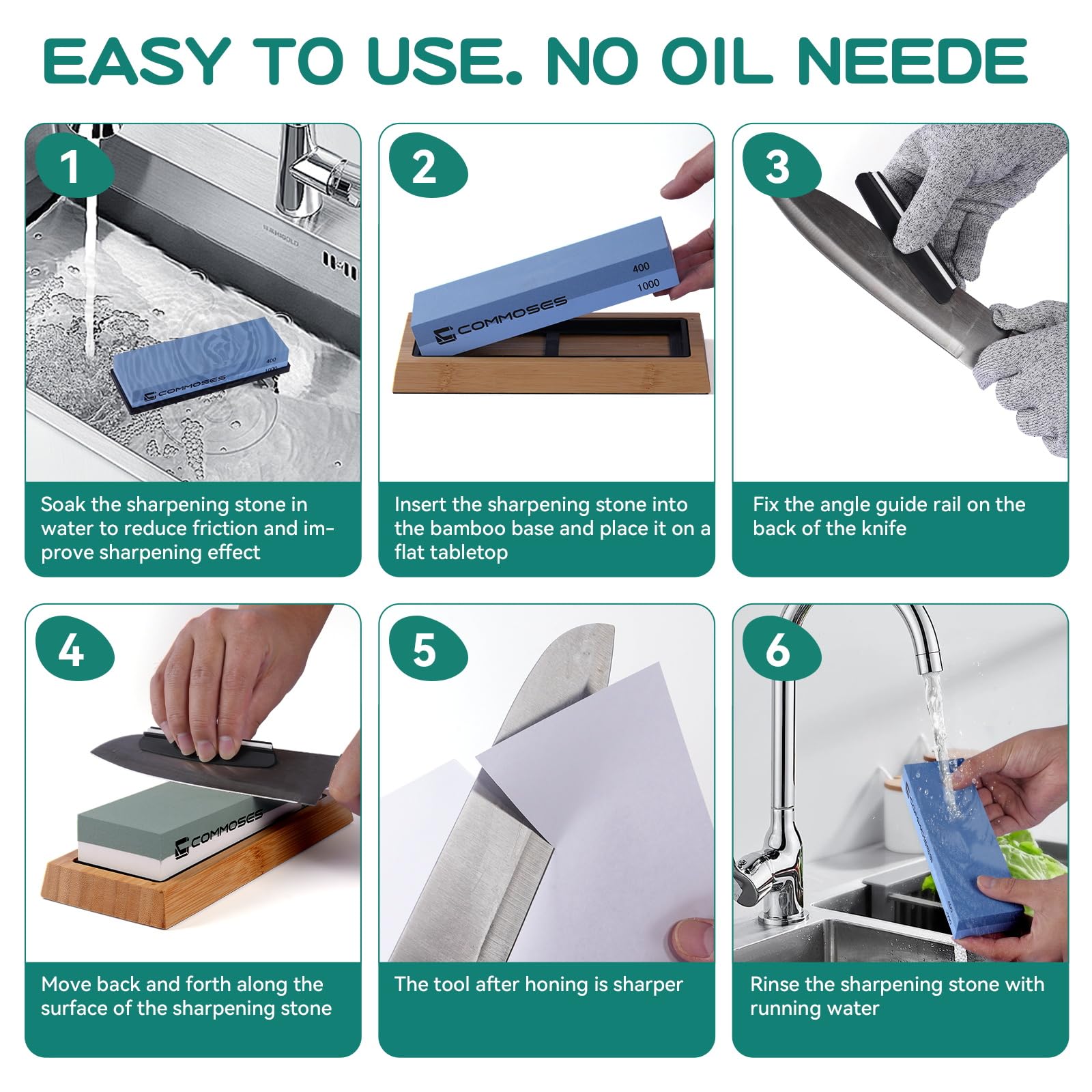 Whetstone Sharpening Stone Set honing guide keeps blades at correct angle